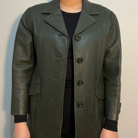 Forest green Leather jacket - Picture 2 of 5